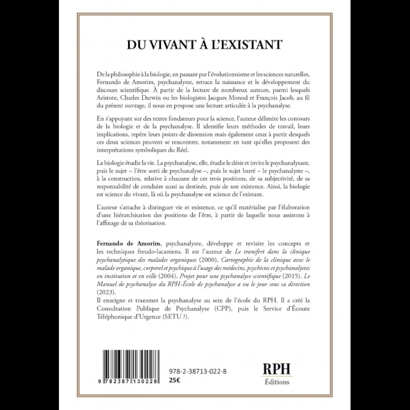 Du vivant à l'existant - 4e de couverture